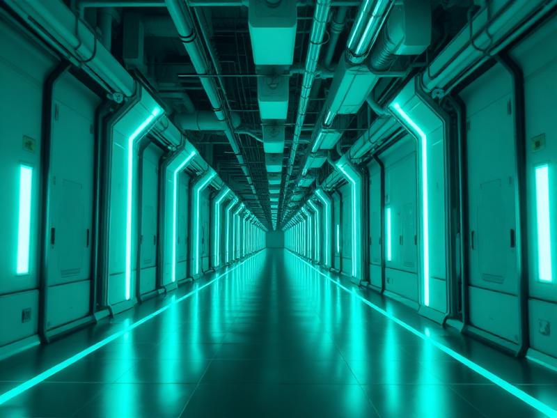 Glowing teal corridor