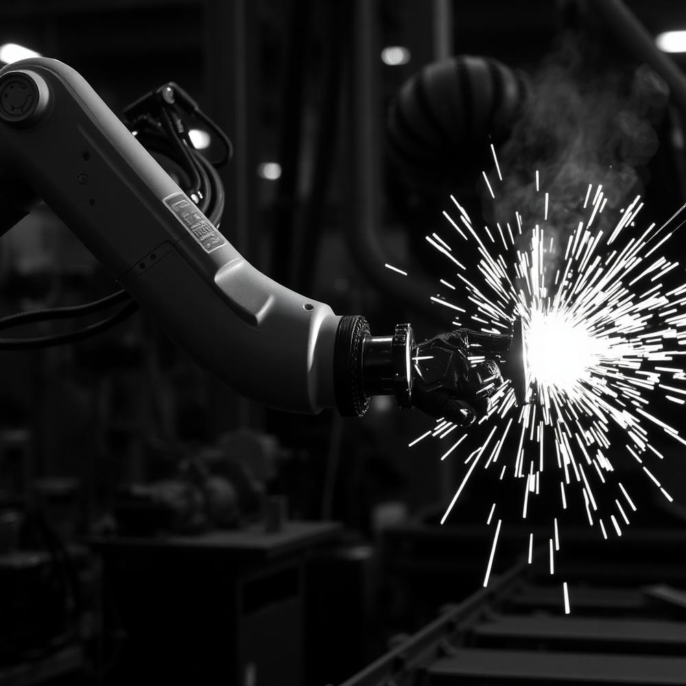 Industrial welding sparks