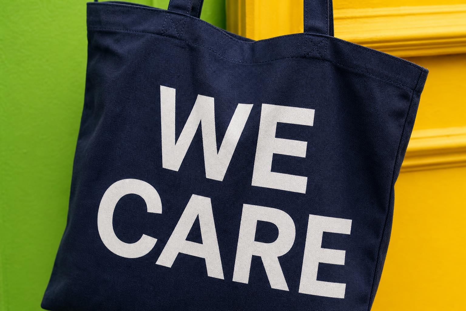 WE CARE tote bag — community initiative